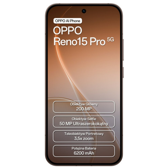 Smartfon OPPO Reno 15 Pro 5G 12/512GB 6.32" 120Hz Brązowy