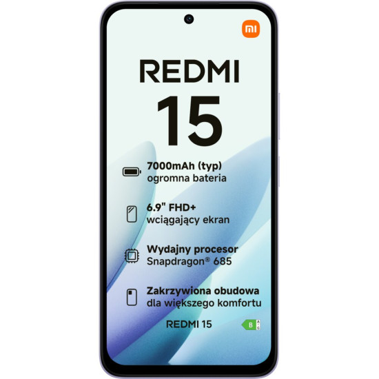 Smartfon XIAOMI Redmi 15 8/256GB 6.9" 144Hz Fioletowy