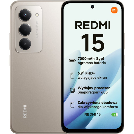 Smartfon XIAOMI Redmi 15 6/128GB 6.9" 144Hz Tytanowy