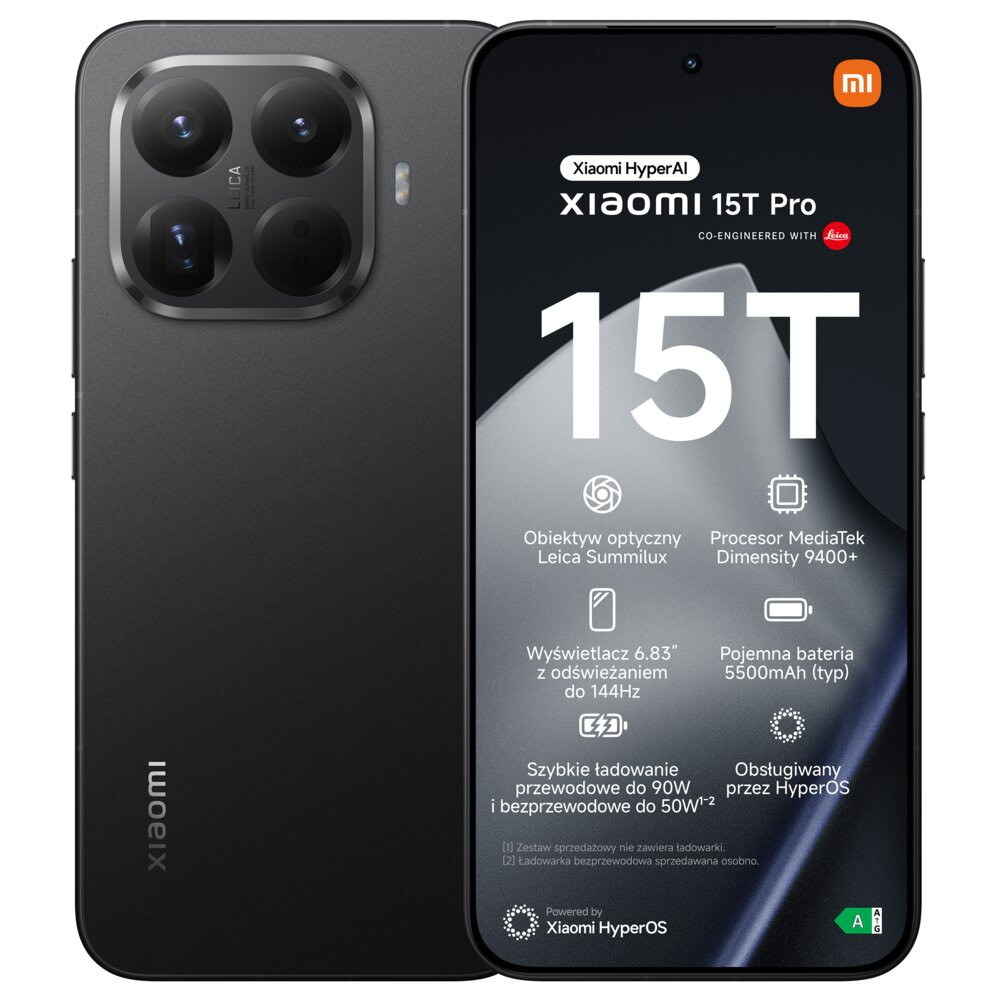 Smartfon XIAOMI 15T Pro 5G 12/1TB 6.83" 144Hz Czarny