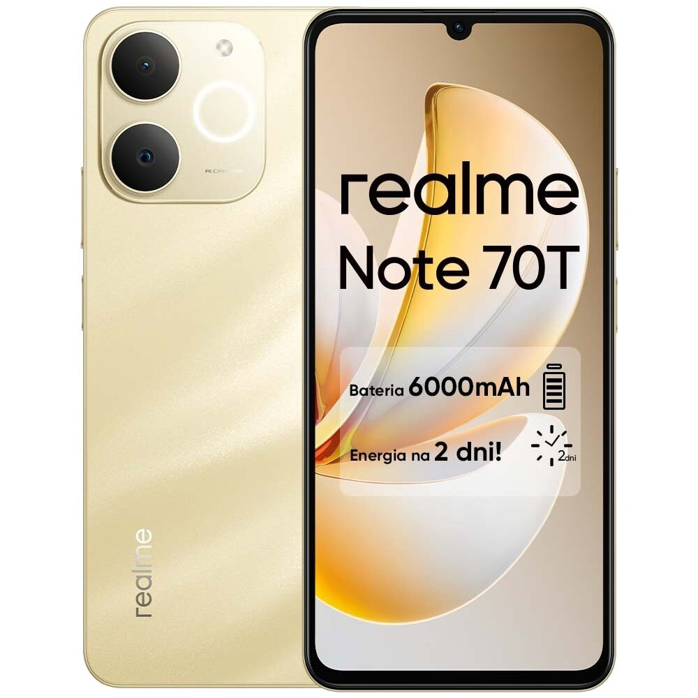Smartfon REALME Note 70T 4/256GB 6.74” 90Hz Złoty