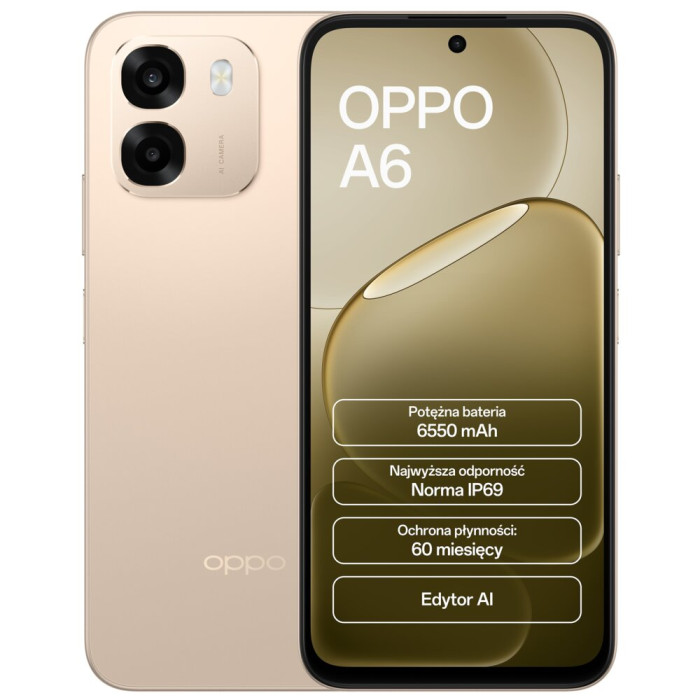 Smartfon OPPO A6 6/256GB 6.75" 120Hz Złoty
