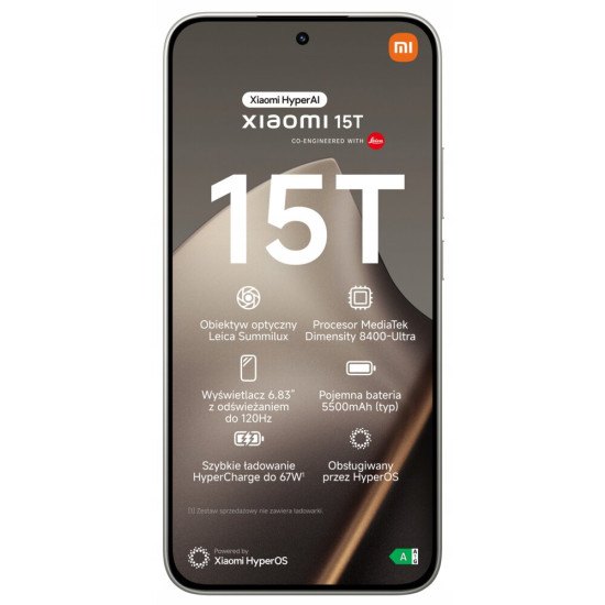 Smartfon Xiaomi 15T 12/256GB 5G NFC Dual SIM AI Szary