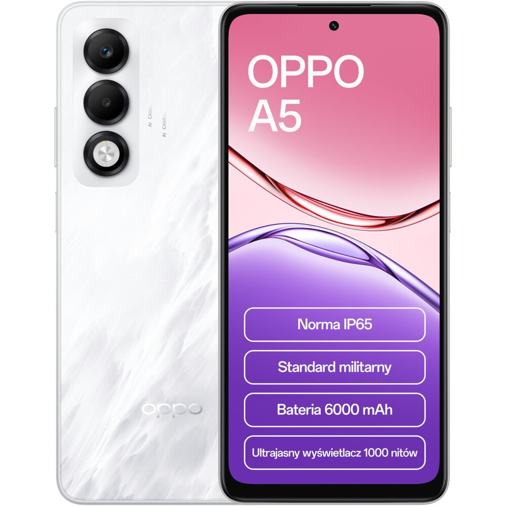 Smartfon OPPO A5 6/128GB 6.67" 120Hz Biały