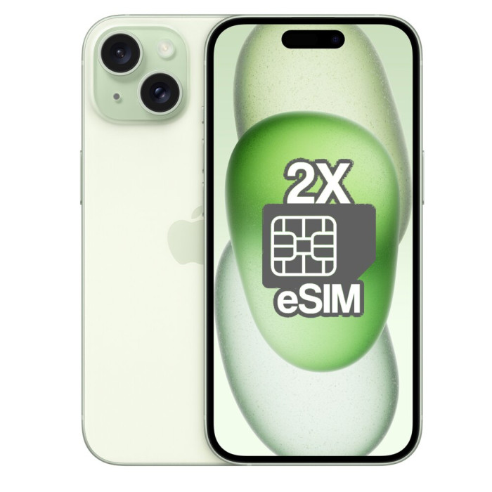 Smartfon APPLE iPhone 15 (odnowiony, nieaktywowany) 5G 128GB 6.1" Zielony (CPO) 2x eSIM