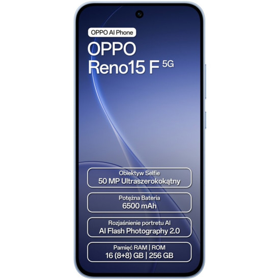 Smartfon OPPO Reno 15 F 5G 8/256GB 6.57" 120Hz Niebieski