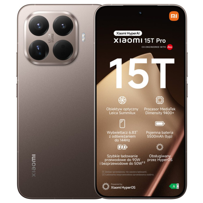 Smartfon XIAOMI 15T Pro 5G 12/1TB 6.83" 144Hz Złoty