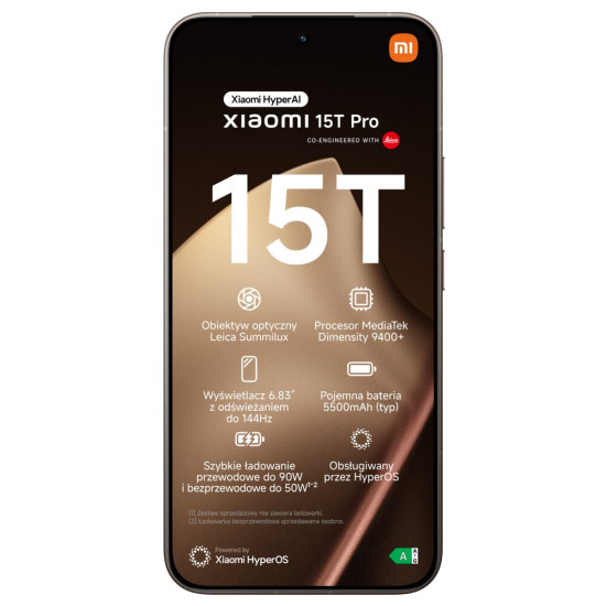 Smartfon XIAOMI 15T Pro 5G 12/1TB 6.83" 144Hz Złoty