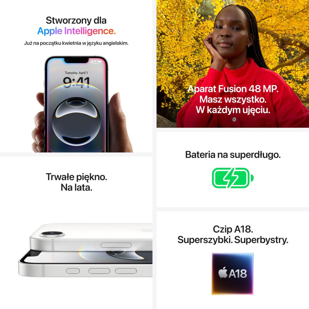 Smartfon APPLE iPhone 16e 5G 128GB 6.1" Czarny