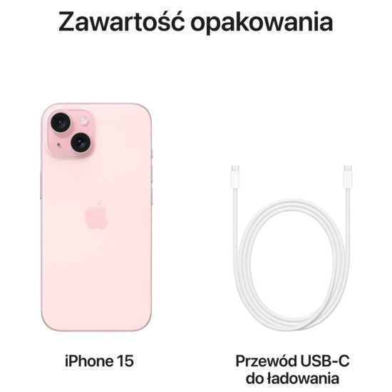 Smartfon APPLE iPhone 15 5G 512GB 6.1" Różowy