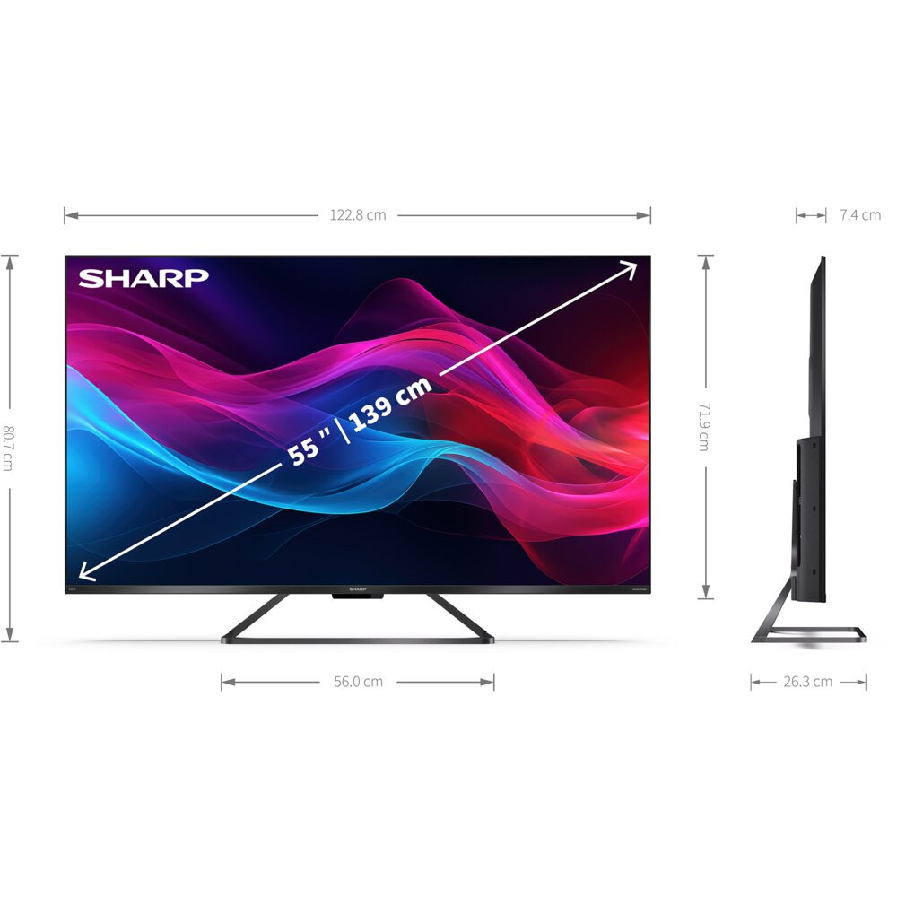 Telewizor SHARP 55GR8765E 55" QLED 4K 144Hz Google TV Dolby Atmos Dolby Vision HDMI 2.1