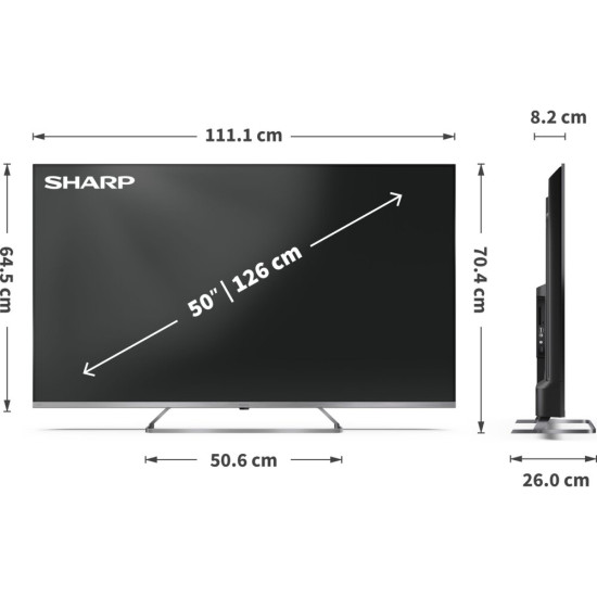 Telewizor SHARP 50JP7765E 50" QLED MINILED 4K Google TV Dolby Atmos Dolby Vision HDMI 2.1