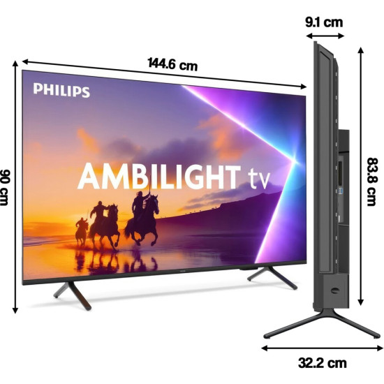 Telewizor PHILIPS 65PUS8560 65" QLED 4K Titan OS Ambilight x3 Dolby Atmos Dolby HDMI 2.1