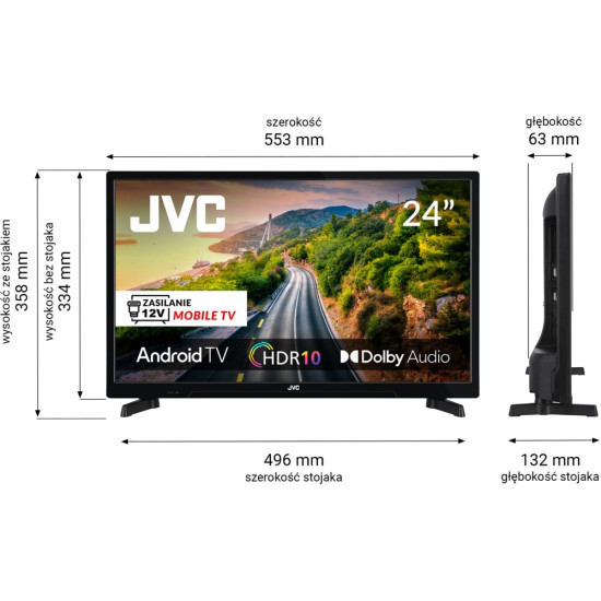 Telewizor JVC LT-24VAHM330 24" LED Android Mobile TV 12V Travel