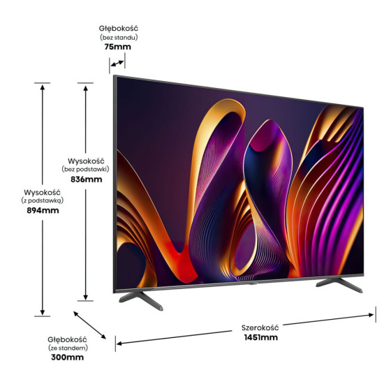 Telewizor HISENSE 65E7NQ Pro 65" QLED 4K 144Hz VIDAA Full Array Dolby Atmos Dolby Vision