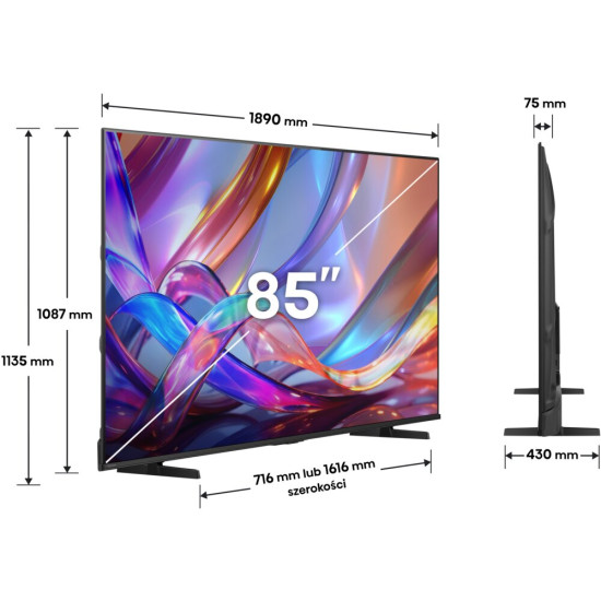 Telewizor HISENSE 85E7S 85" QLED 4K VIDAA Dolby Atmos Dolby Vision HDMI 2.1