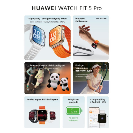 Smartfon Smartwatch Huawei Watch Fit 5 Pro Czarny